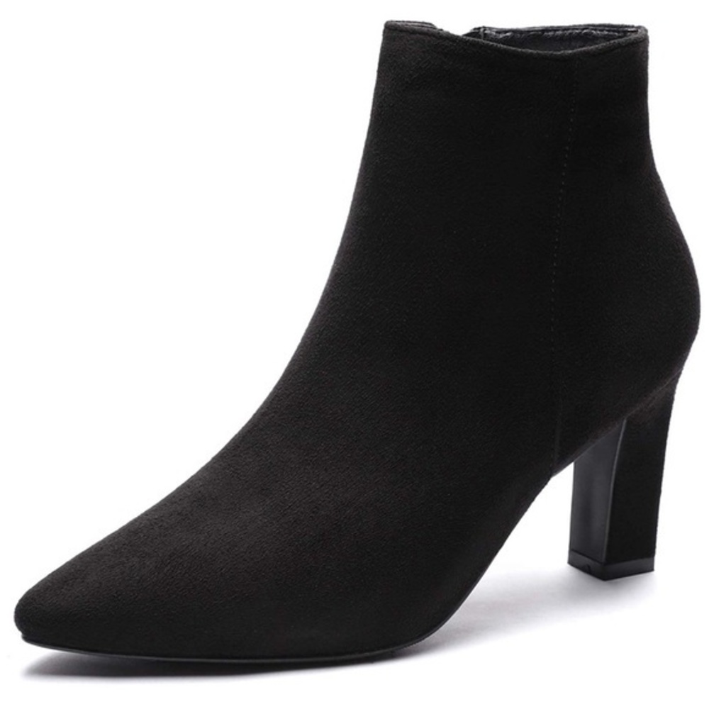 High Heel Ankle Boots Suede Pointed Toe Booties